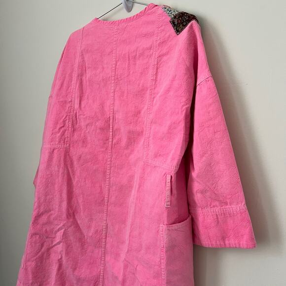 APIECE APART Hot Pink Patchwork Cotton Canvas Open Cardigan Jacket Size M / L - Picture 4 of 15